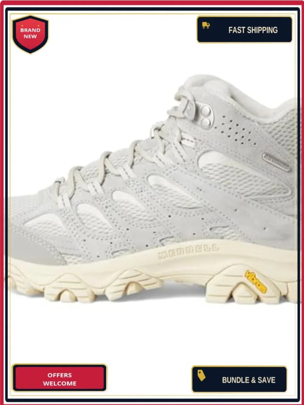 Waterproof Leather Hiking Boots for Women, Breathable, Cushioned, Vibram